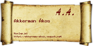 Akkerman Ákos névjegykártya